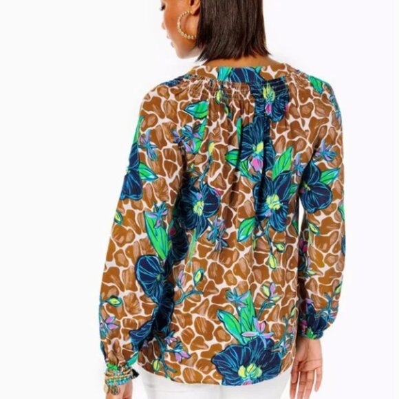 NWT Lilly Pulitzer Elsa Top Toffee Blooms in Paradise All Over Size XL - Picture 2 of 6